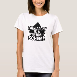 Antipatriarchale piramidespel in zwart-wit t-shirt