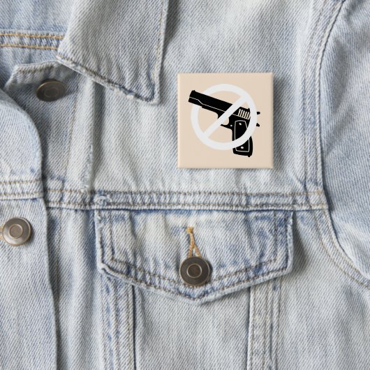 Antipistool pin vierkante button 5,1 cm (In situ)