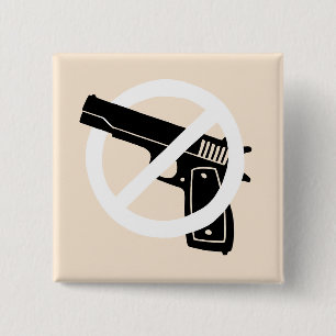 Antipistool pin vierkante button 5,1 cm