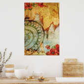 Antiquarian Steampunk Poster met Compass & Poppy (Keuken)