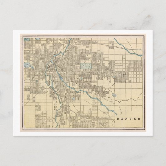 Antique 1899 Carte de Denver, Colorado (Devant)
