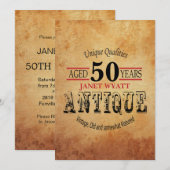Antique 50e anniversaire Invitation (Devant / Derrière)