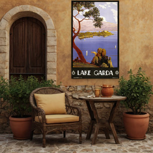 Antique affiche de voyage Lac de Garde Italie 1920