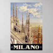 Antique affiche de voyage Milan Italie 1920 (Devant)