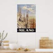 Antique affiche de voyage Milan Italie 1920 (Cuisine)