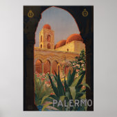 Antique affiche de voyage Palerme Italie 1920 (Devant)