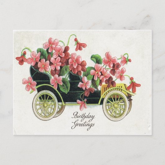 Antique Anniversaire Post Carte Rose Violet Antiqu (Devant)