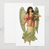 Antique Antique de Noël Vintage en Invitation rose (Devant / Derrière)