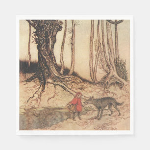 antique Arthur Rackham Roodkapje & Wolf Print Servet
