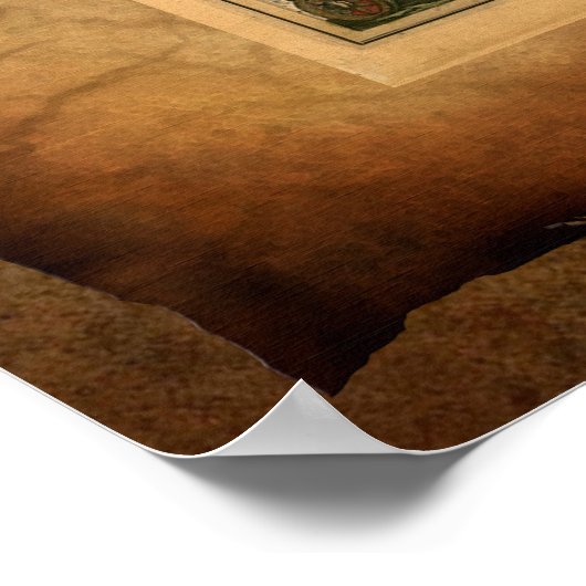 Antique Artiste Ancien Monde Carte Poster d'Art (Coin)