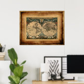 Antique Artiste Ancien Monde Carte Poster d'Art (Bureau à domicile)
