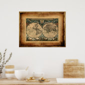 Antique Artiste Ancien Monde Carte Poster d'Art (Cuisine)
