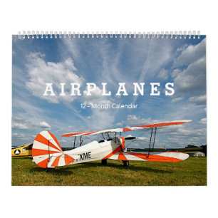 Antique Avions Biplanes LARGE Calendrier de 12 moi