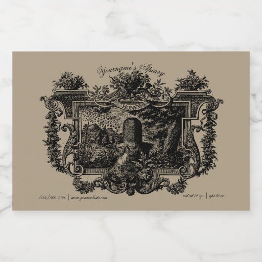 Antique Beehive Baroque Miel Étiquette Modèle (Étiquettes simples)
