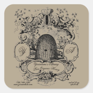 Antique Beehive Cartouche Étiquette de miel Modèle