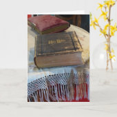 Antique Bible de famille, Carte de voeux vierge (Fleur jaune)