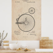 Antique Bicyclette Brevet Imprimer Poster (Cuisine)