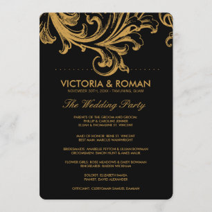 Antique Black and Gold Floral Wedding Programmes