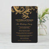 Antique Black and Gold Floral Wedding Programmes (Debout devant)