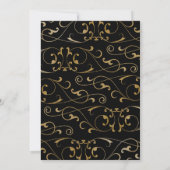 Antique Black Gold Flourish Quinceanera Invitation (Dos)
