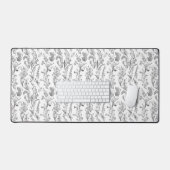 Antique Black White Toile Floral Pattern Vintage (Clavier et souris)