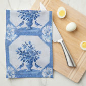 Antique Bleu Oiseaux Delft Floral Serviettes de cu (Quart Plié)