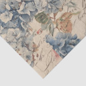 Antique Blue and Pink Hydrangea Ephemera Script  Tissuepapier (Detail)