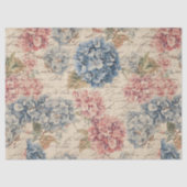 Antique Blue and Pink Hydrangea Ephemera Script  Tissuepapier (Voorkant)