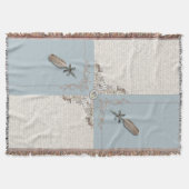 Antique Blue Classic Manuscript Woven Fringe Deken (Voorkant)