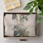 ANTIQUE BOOKS AND HOLLYBERRIES Christmas Pattern Tissuepapier (Geschenk)
