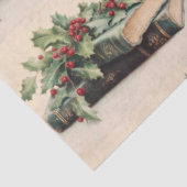 ANTIQUE BOOKS AND HOLLYBERRIES Christmas Pattern Tissuepapier (Detail)