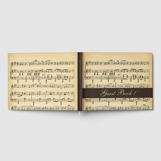 Antique Bruine Muziek Zie Bijgewerkt Gastenboek (Volledig)
