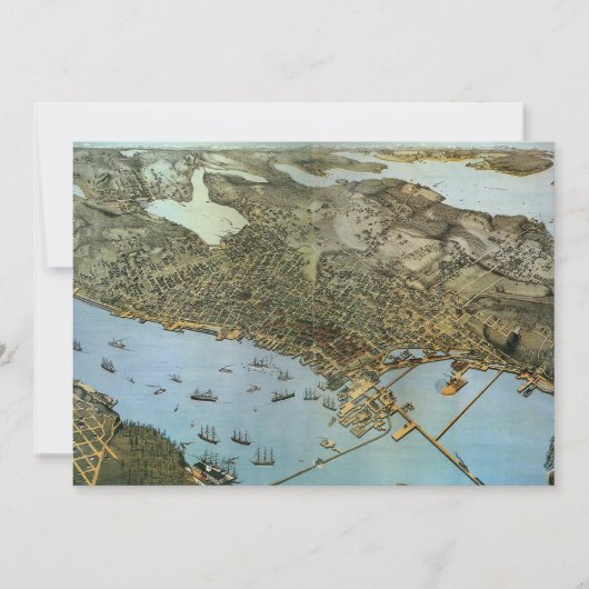 Antique carte Vue aérienne Ville de Seattle Washin (Devant)