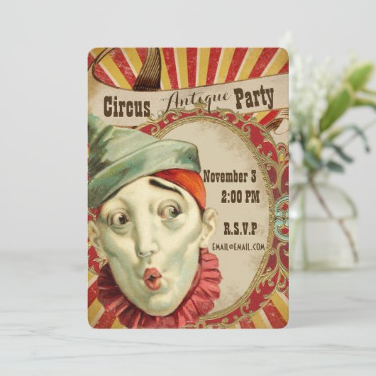 Antique Cirque Thème Fête Invitation (Debout devant)