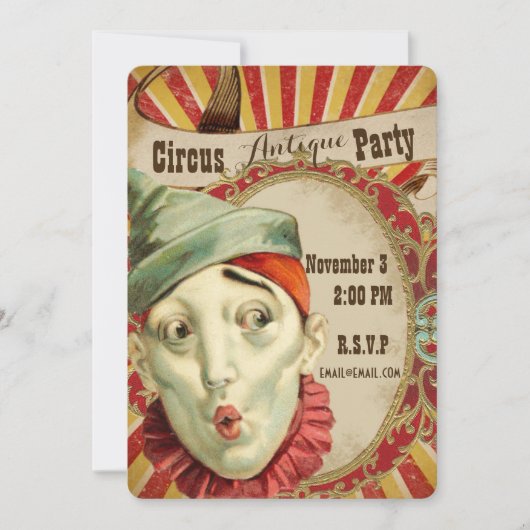 Antique Cirque Thème Fête Invitation (Devant)