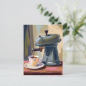 Antique Coffee Machine Latte Watercolor Card (Staand voorkant)