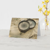 Antique compass on map kaart (Gele Bloem)