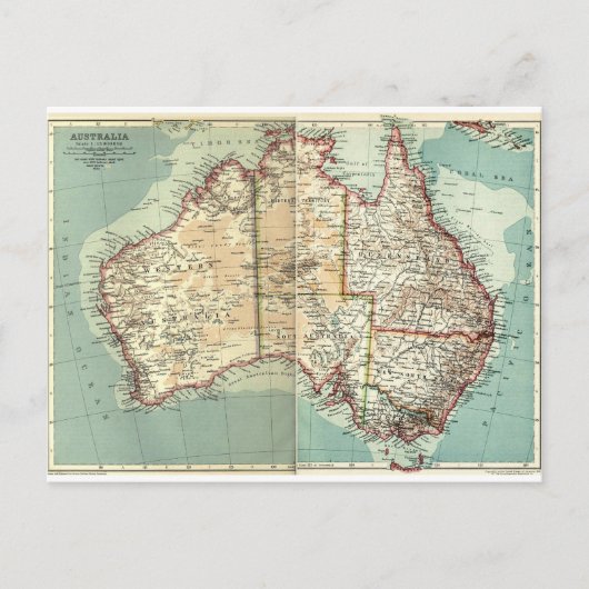 Antique continent australien Vintage carte détaill (Devant)