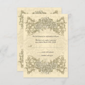 Antique Crème Rose réponse Mariage Invitation (Devant / Derrière)
