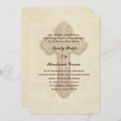 Antique Croix Brown Faire-part de mariage (Devant / Derrière)