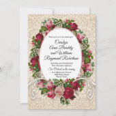 Antique Damask et Faire-part de mariage Rose (Devant)