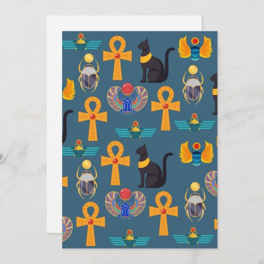 Antique Egypt Pattern, Hieroglyphics digital paper Feestdagenkaart (Voorkant / Achterkant)