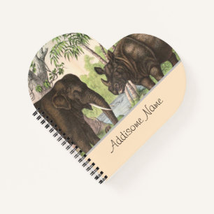 Antique Elephant Rhino en Jungle Carnet d'impressi