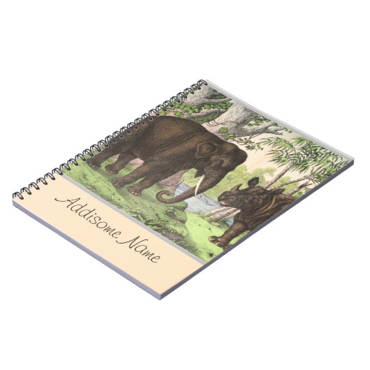 Antique Elephant Rhino en Jungle Carnet d'impressi (Côté gauche)