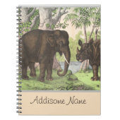 Antique Elephant Rhino en Jungle Carnet d'impressi (Devant)