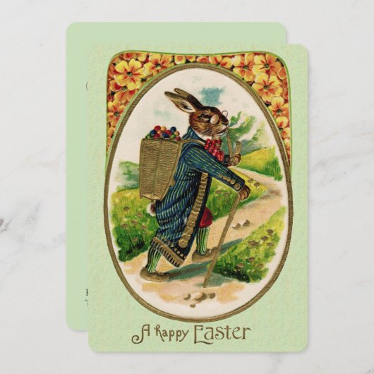 Antique Erudite Rabbit de Pâques Invitation inform (Devant / Derrière)