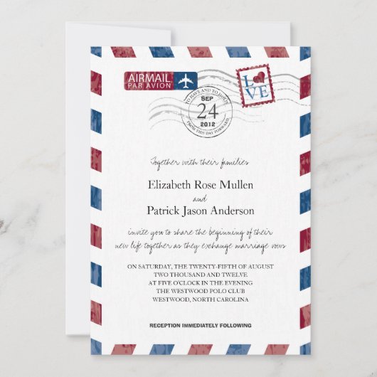 Antique Faire-part de mariage Airmail (Devant)