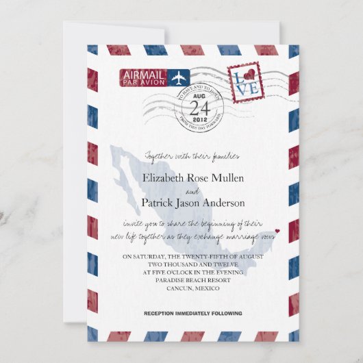 Antique Faire-part de mariage d'avion Mexique (Devant)