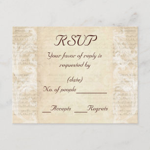 Antique feuille de musique RSVP Modèle carte