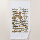 Antique fish chart crafter's strandlaken (Voorkant)